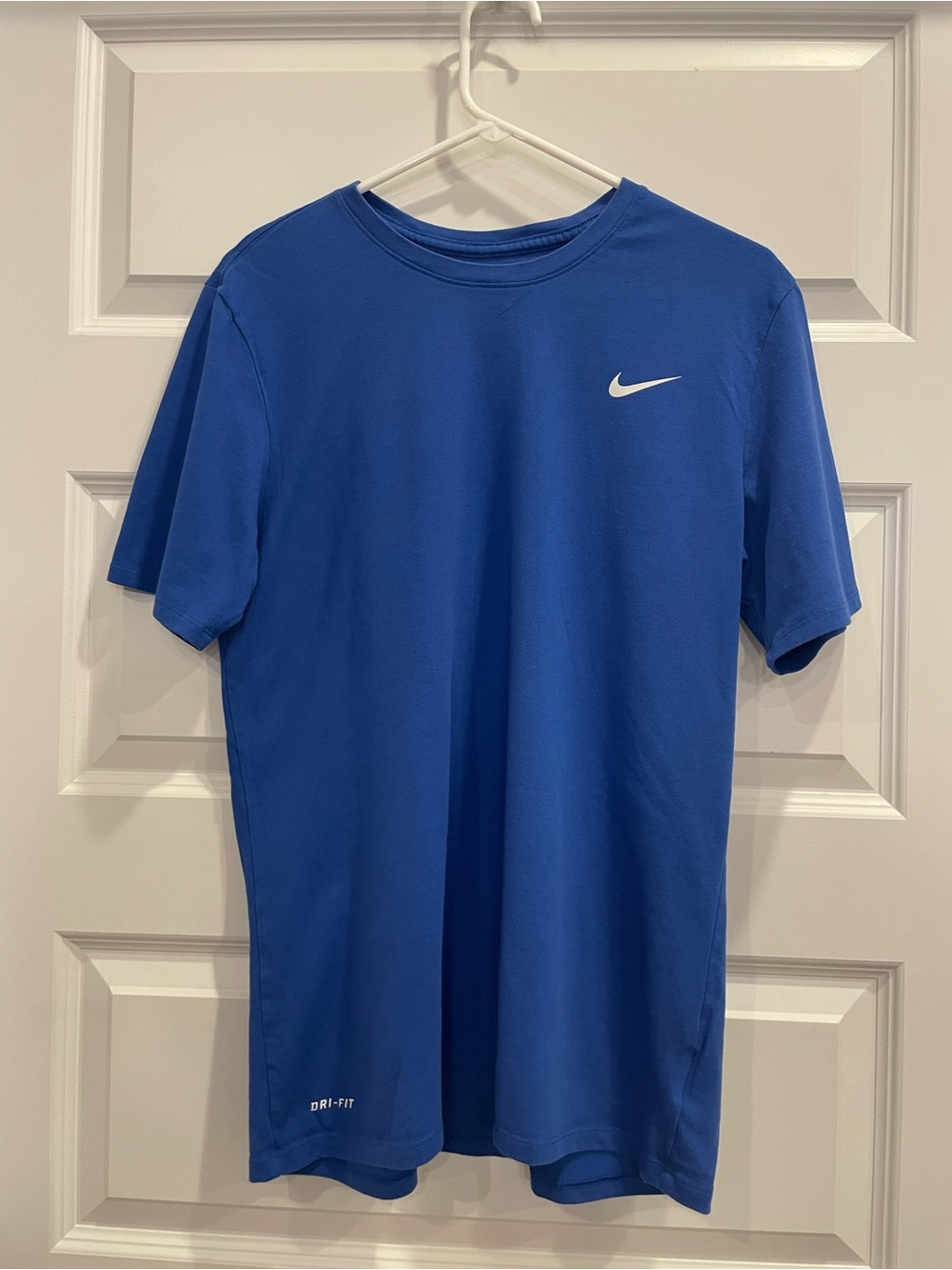 Nike Men's Dri-FIT Short Sleeve Athletic Tee in Royal Blue with White Swoosh